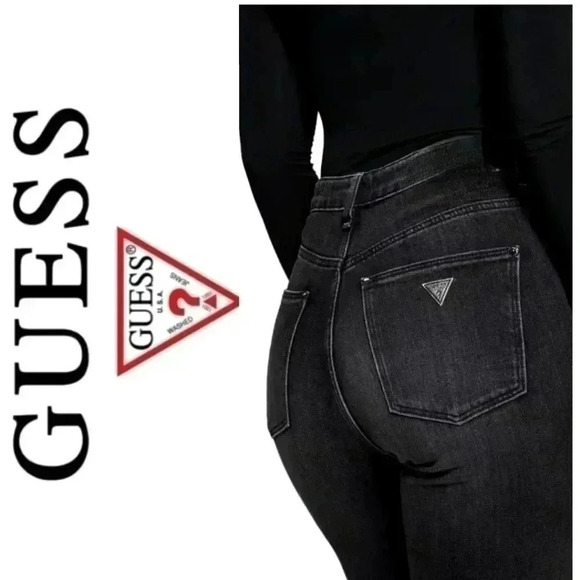 Guess Denim - Guess Jeans Grey Black Acid Wash Gem Split Ankle Raw Distressed Hem Skinny Jeans